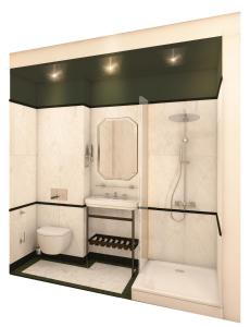 a bathroom with a toilet and a sink and a shower at Hôtel Almarine Eiffel by Malone in Paris