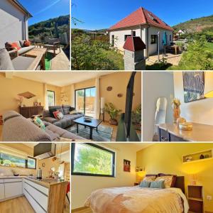 a collage of pictures of a house at Maison moderne avec jardin au cœur du vignoble in Westhalten