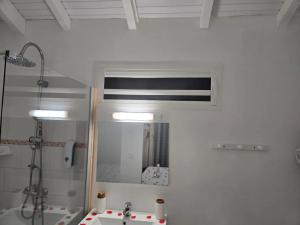 een badkamer met een wastafel en een spiegel bij Bungalow confortable à Le Gosier - 20 m² avec jardin in Mare Gaillard