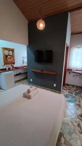 TV a/nebo společenská místnost v ubytování Chalé Elis 400m do centro - Serra do Cipó