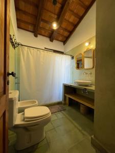 a bathroom with a toilet and a sink at La Buyi, Casa de Campo mirando al Champaqui in San Javier