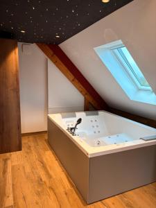 jacuzzi en una habitación con techo en Gite Spa L'Atelier Emile - Spa Privatif - 5 min COLMAR, en Sainte-Croix-en-Plaine 83 fotos más
