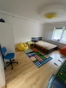 a bedroom with a bed and a rug on the floor at Bosa House in Belgrade +48 photos