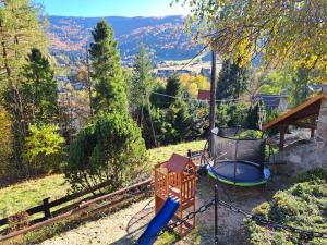 a yard with a playground with a swing at Family Relax Widoki in Szczyrk +35 photos