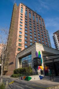 a building with a no msg sign in front of it at Novotel Santiago Las Condes in Santiago