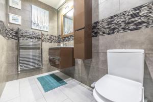 un baño con inodoro y lavabo en Stylish Apartment With Parking Close To Birmingham, en Birmingham