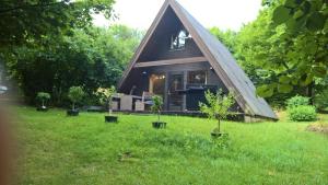 バート・アーロルゼンにあるHaus 114 - Nurdachhaus -の草の中にある尖った屋根の小さな家