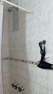 a shower with a blow dryer in a bathroom at Departamento Bolívar a 2 cuadras de la costa in Mar del Plata