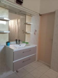 a bathroom with a sink and a mirror at Villa Grandes pièces in Petit-Bourg