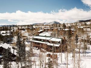 an aerial view of a village in the snow at Silverthorne Cabin with Hot Tub and Forest Access in Silverthorne