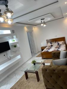 Televiisor ja/või meelelahutuskeskus majutusasutuses Résidence Pietri