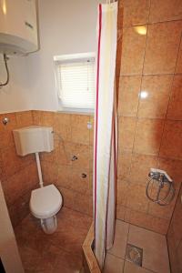 ein Badezimmer mit Toilette und Dusche in der Unterkunft Apartments by the sea Vinjerac, Zadar - 10413 in Vinjerac
