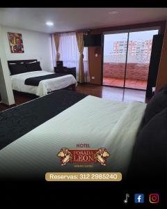 Katil atau katil-katil dalam bilik di Hotel Posada Leon