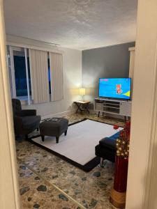 a living room with a flat screen tv and a couch at Master Bedroom with Attached SunRoom and Attached Patio in Richmond