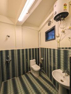 a bathroom with a toilet and a sink at Dzukou Lodge in Kohīma