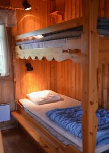 a room with two bunk beds in a cabin at Ol-jons By in Hallen