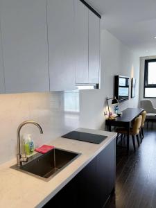 a kitchen with a sink and a counter top at Sapphire home S2 in Ha Long