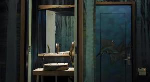 a bathroom with a sink and a mirror at The Happy 8 Retreat @ Kuala Sepetang in Kampung Sepetang +236 photos