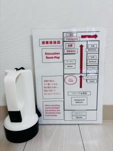 Una imagen de un inodoro blanco junto a un cartel. en U&T V Five room306, en Beppu