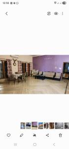 two photographs of a room with a table and chairs at Holiday home in posh area of Dehradun in Dehradun