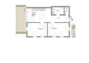 康斯坦茨seeglueck ROSENHOF - naturnah Wohnen im Holz100-Vollholzhaus mit Whirlpool und Garten的房屋平面图