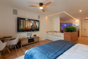 TV a/nebo společenská místnost v ubytování Pyrénées Signature - Suites & Spa