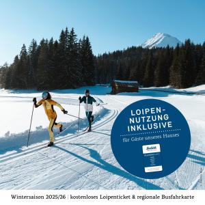 two people cross country skiing in the snow at Fewo 1 Haus am Lärchenhang in Leutasch +16 photos