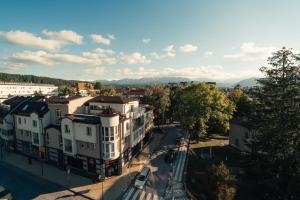 an aerial view of a city with buildings at Rila View Apartments in Samokov