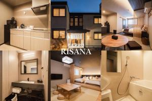 a collage of photos of a hotel room at BEPPU Risana in Beppu