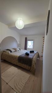 a bedroom with a large bed in a room at Bohême en cœur de ville in Castelsarrasin +12 photos