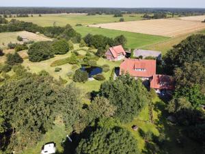 an aerial view of a house in a field at Teichblick in Trebel