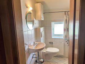 une petite salle de bain avec toilettes et lavabo dans l'établissement Apartment Celine by Interhome, à Lügde