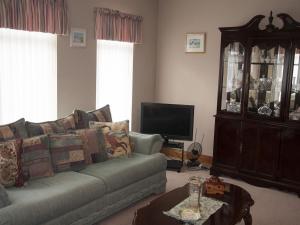 a living room with a couch and a tv at Holiday Home Eagle View Holiday Home by Interhome in Moone