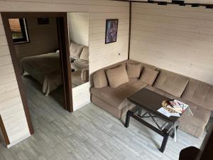 a small room with a couch and a bed at ВіЯна in Palyanytsya