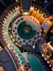 an overhead view of a cruise ship with a pool at Nautilux Rethymno by Mage Hotels in Rethymno Town