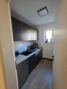 a kitchen with a sink and a counter top at Moderne 2 Zimmer Wohnung in Bad Waldsee +3 photos