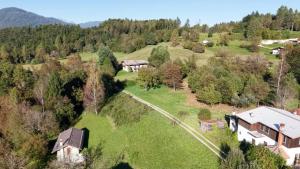 eine Luftaufnahme eines Hauses in einem Wald in der Unterkunft Chalet ValNevera in Arsiè