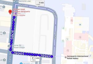 een kaart met de locatie van een bushalte bij Varanasi Hotel Boutique Aeropuerto in Cartagena