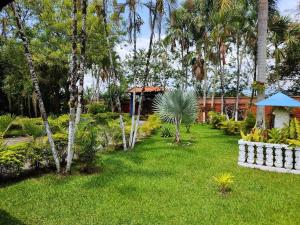 a garden with palm trees and a house at Finca Campestre Foundation Ecopiensa Evolution in Andalucía