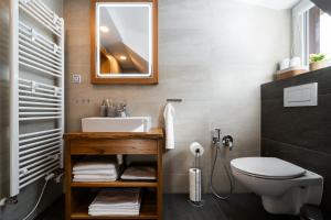 a bathroom with a sink and a toilet at Špindl Lodge Apartments Self check-in & Sauna in Špindlerův Mlýn