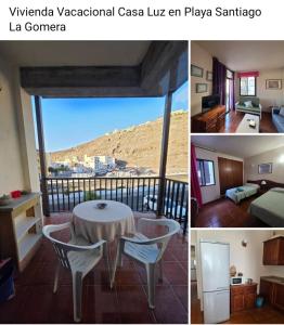 a collage of three pictures of a room with a table at Casa Luz in Playa Santiago in Alajeró