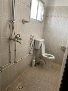 a bathroom with a shower and a toilet at The Serenity Maisonnettes 2 in Kotu