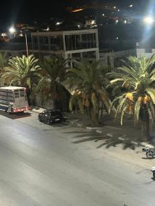 a bus driving down a street with palm trees at Très bel appartement spacieux in Taza