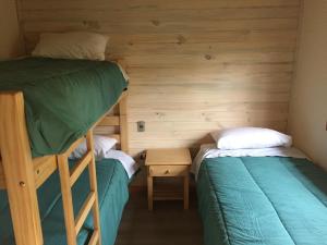 a bedroom with two bunk beds and a night stand at Loft Pucon in Pucón