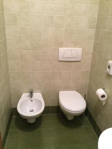 a bathroom with a toilet and a sink at Albergo Al Cocul in Sùtrio +21 photos