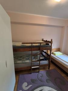 a bedroom with two bunk beds and a rug at Apartman Djole in Brzeće