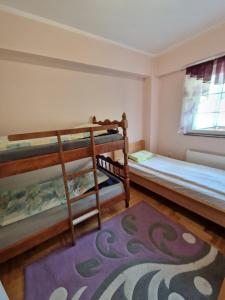 a bedroom with two bunk beds and a rug at Apartman Djole in Brzeće