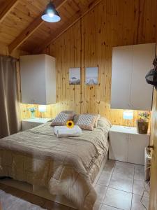 une chambre avec un grand lit et deux lavabos dans l'établissement Marías del Carmen, à San Martín de los Andes