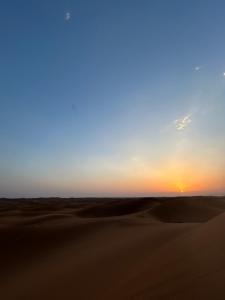 a sunset in the desert with a blue sky at Desert tours&trips in Zagora