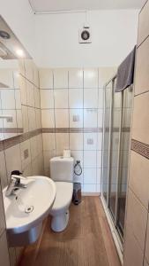 a bathroom with a toilet and a sink at KING Guest Inn in Drawsko Pomorskie +24 photos
